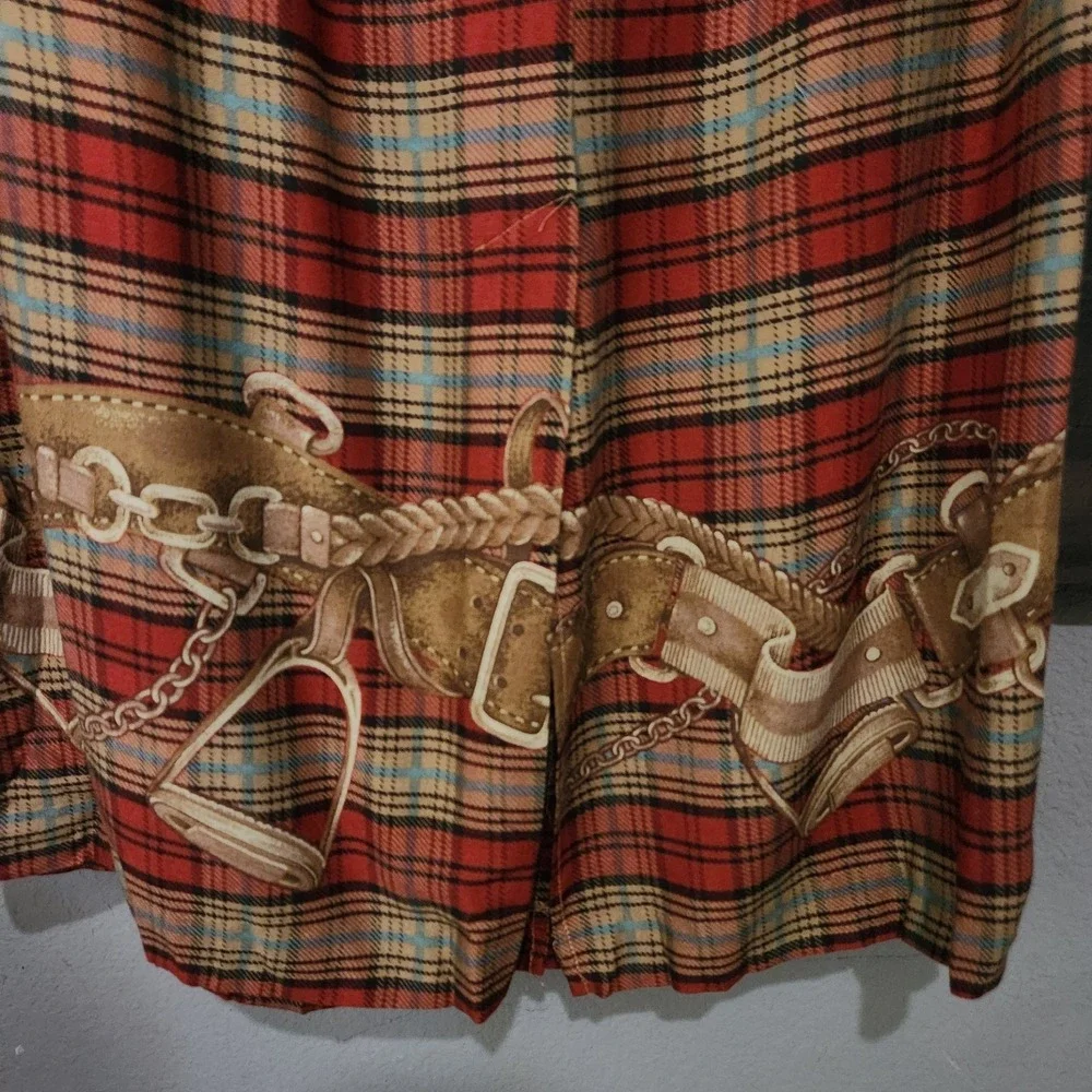 Vtg Stonebridge 1990s Plaid Belting Equestrian Academia Wrap Maxi Skirt sz 14